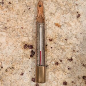 VINTAGE  Rare Taylor Rochester NY Industrial Thermometer 220°F Wood & Brass